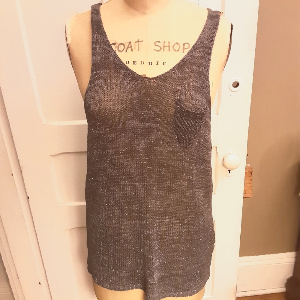 Loose knit metallic tunic.